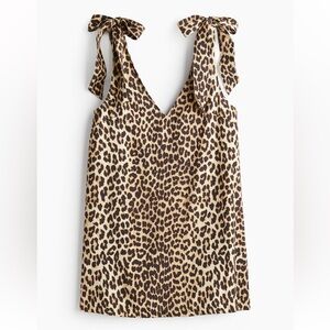 H&M Leopard Print Tie Shoulder Mini Dress XXL Bold Animal Print Statement
